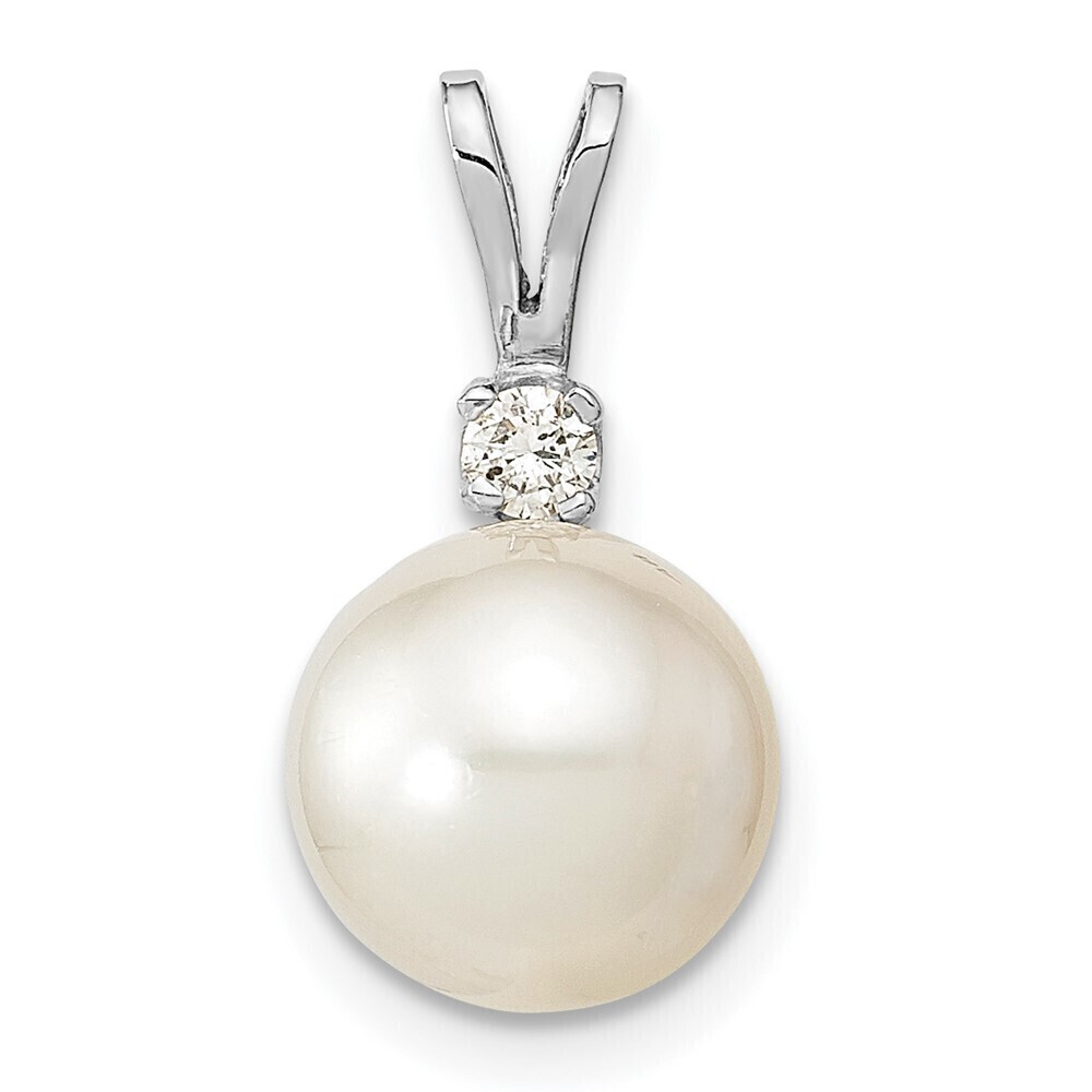 Kazi Luxury 14KW 9-10mm Round White Saltwater South Sea Pearl .05ct. Dia.